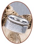 JB Memorials Cobalt Chrome Brede Dames Vingerafdruk As Ring - RB046DV