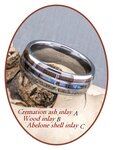 JB Memorials Exclusive Natureline Wood / Abalone Shell Tungsten As Ring - WR006