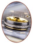 JB Memorials Tungsten Carbide Goudkleur/Zwart As Ring 8mm - WR016H