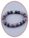 JB Memorials Assembled Synthetic Charoite and Pyrite Beads As Armband - KHA035