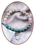 JB Memorials Exclusieve Edelsteen  - Mayfanite-Jasper & Synthetic Opal Kralen Armband in vele opties KHA039