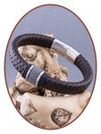 JB Memorials Edelstalen RVS Lederen As Armband 14mm - ASB043