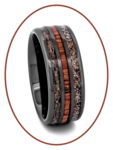 JB Memorials Exclusive Natureline Ceramic Zirkonium / Wood As en Haar Ring - WR015H