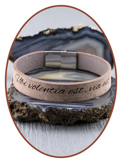 JB Memorials Edelstalen RVS / Leren Graveer (As) Armband met vulschroef - ZAS014V