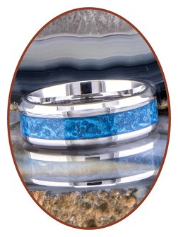 JB Memorials Edelstalen As Ring &#039;Sky Blue Glow&#039; 6/8mm breed - CRA013