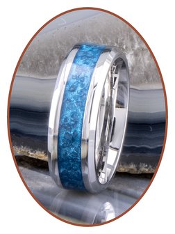 JB Memorials Edelstalen As Ring &#039;Sky Blue Glow&#039; 6/8mm breed - CRA013