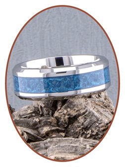 JB Memorials Edelstalen As Ring &#039;Sky Blue Glow&#039; 6/8mm breed - CRA013