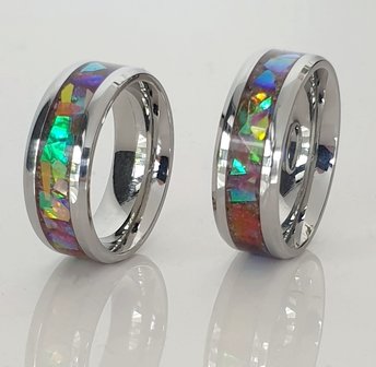 Gekleurde As Gedenk Ring - 6 of 8mm breed - JCRA041-4M2B