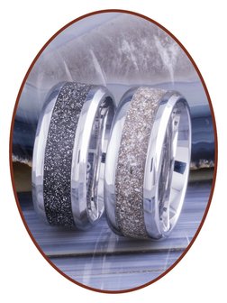 JB Memorials Edelstalen Deels Zichtbare As Ring 6/8mm breed - JCRA006