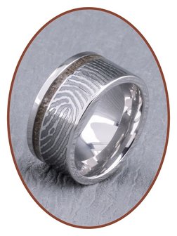 JB Memorials Cobalt Chrome Brede Dames Vingerafdruk As Ring - RB046DV