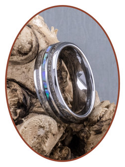JB Memorials Exclusive Natureline Abalone Shell Tungsten Duo As Ring - WR007