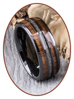 JB Memorials Exclusive Natureline Wood Black Ceramic Zirconium As Ring - WR013A