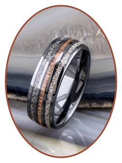 JB Memorials Exclusive Natureline Ceramic Zirkonium / Wood Duo As Ring - WR015