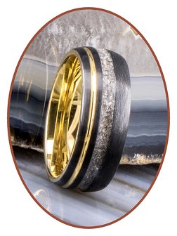 JB Memorials Tungsten Carbide Goud/Zwart As Ring 6 of 8mm - RB059