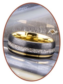 JB Memorials Tungsten Carbide Goud/Zwart As Ring 8mm - WR016H