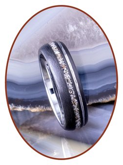 JB Memorials Tungsten Carbide Zilver/Zwart As Ring 6mm - WR017D