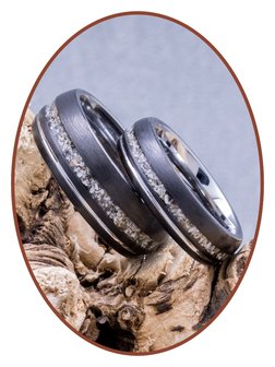 JB Memorials Tungsten Carbide Zilver/Zwart As Ring 8mm - WR017H