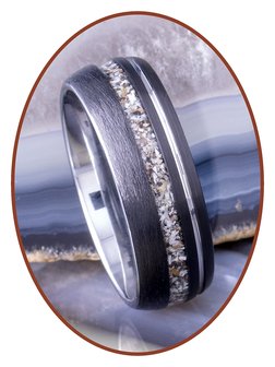 JB Memorials Tungsten Carbide Zilver/Zwart As Ring 8mm - WR017H