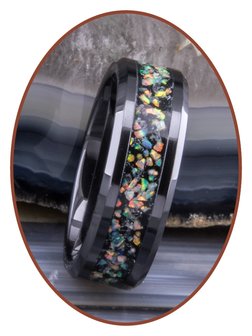 JB Memorials Tungsten Carbide of Black Ceramic Opaal  As Ring - OP400