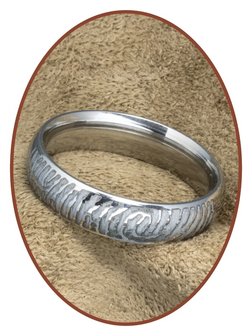 316L Edelstalen Gegraveerde Vingerafdruk Gedenk Ring - TR004