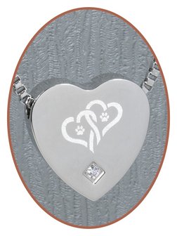 Edelstalen/RVS 'Dubbel hart/Poot' Hart Ashanger - B304CZ-X2