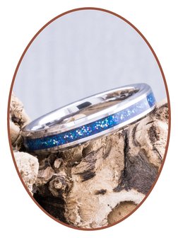 JB Memorials Tungsten Carbide Dames As Ring 'Blue Heaven' 4mm - RB143D