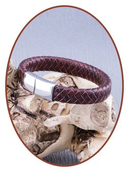 JB Memorials Edelstalen RVS Lederen As Armband 10mm - ASB040