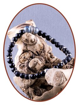 JB Memorials Frosted /Polished Agaat - Cracked Glass Stone As Armband - KHA027
