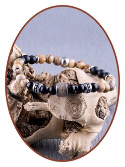 JB Memorials Frosted /Polished Agaat en Natural Stone As Armband - KHA028