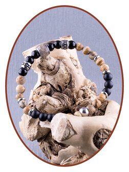 JB Memorials Frosted /Polished Agaat en Natural Stone As Armband - KHA028