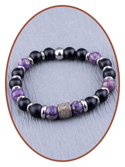 JB Memorials Assembled Synthetic Charoite and Pyrite Beads As Armband - KHA035