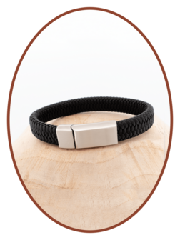 Edelstalen RVS Lederen As Armband 14mm - ASB041-A