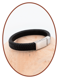 Edelstalen RVS Lederen As Armband 14mm - ASB041-A