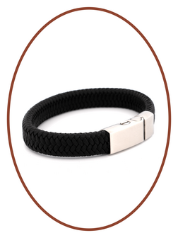 Edelstalen RVS Lederen As Armband 14mm - ASB041-A