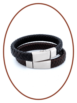 Edelstalen RVS Vintage Lederen As Armband 13mm - ASB024L-A