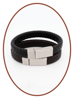 Edelstalen RVS Vintage Lederen As Armband 13mm - ASB024L-A