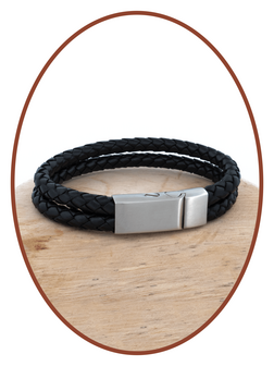 Edelstalen RVS Vintage Lederen As Armband - ASB029N