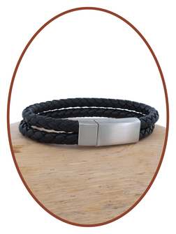 Edelstalen RVS Vintage Lederen As Armband - ASB029N