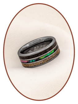 JB Memorials Exclusive Natureline Abalone Shell Tungsten As en Haar Ring - WR007H