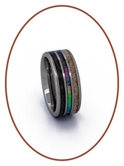 JB Memorials Exclusive Natureline Abalone Shell Tungsten As en Haar Ring - WR007H
