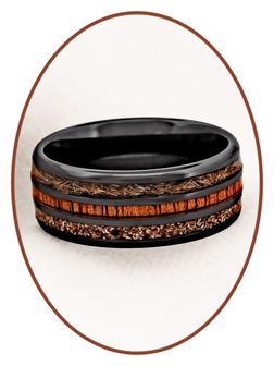 JB Memorials Exclusive Natureline Ceramic Zirkonium / Wood As en Haar Ring - WR015H