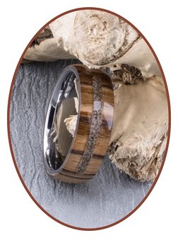 JB Memorials Natureline Wood / Tungsten  Houten Ring met As - WR003