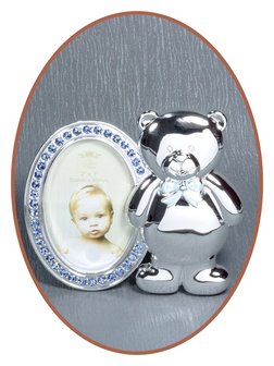 Silver plated fotolijstje 'Beertje' met Zirconia - M060
