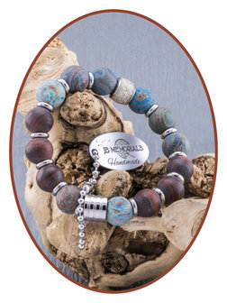 JB Memorials Matte Blue Lace - Red Tiger Eye As Armband - KHA015