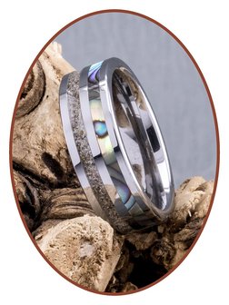 JB Memorials Exclusive Natureline Abalone Shell Tungsten As Ring - WR008