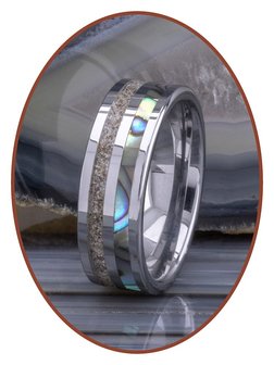 JB Memorials Exclusive Natureline Abalone Shell Tungsten As Ring - WR008