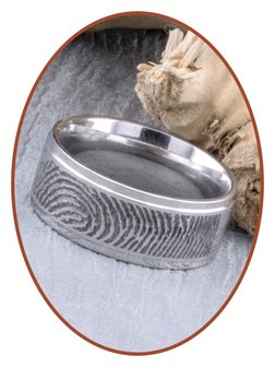 JB Memorials Edelstalen Diep Gegraveerde Matte Vingerafdruk Gedenk Ring - TR006