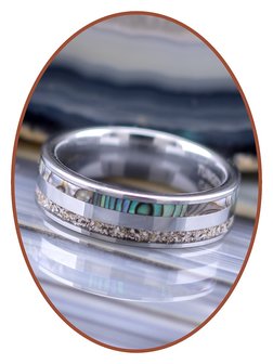 JB Memorials Exclusive Natureline Abalone Shell Tungsten 6mm As Ring - WR008D