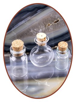 Set van 3 glazen flesjes met kurk - FL001