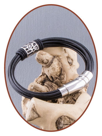 JB Memorials Edelstalen RVS / Leren Heren As Armband met vulschroef - ZMA240